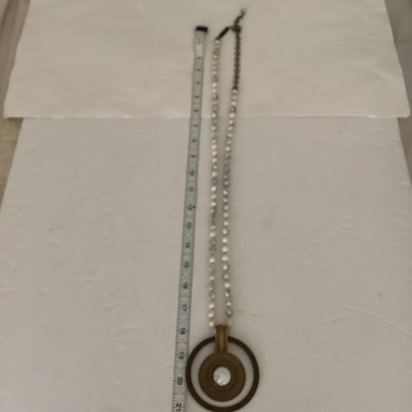 Vintage Jan Michaels San Francisco Necklace Signed Howlite Beaded Chain Brass - Picture 10 of 11